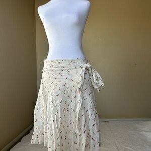 ((SOLD on Depop)Forever vintage Pink Midi Wrap Skirt with Tie Front for Cocktail